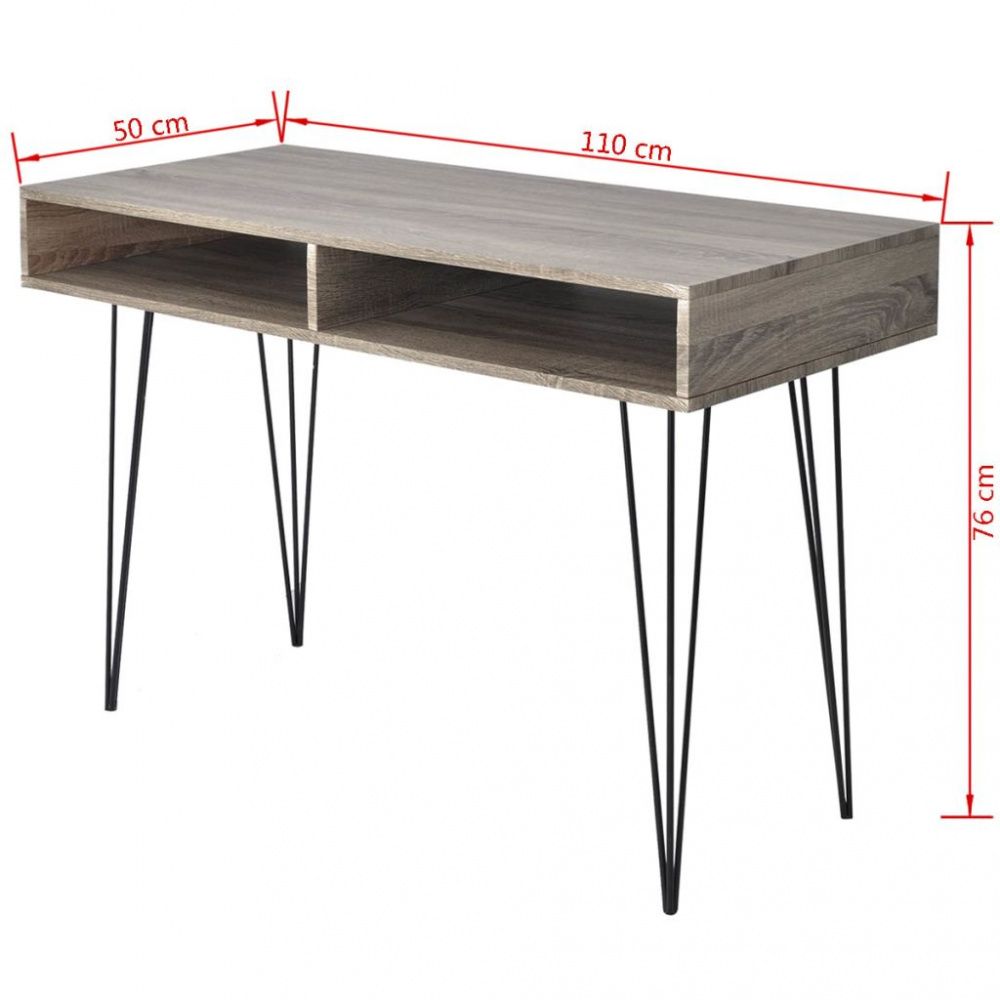 Skrivebord med 2 hyller grått