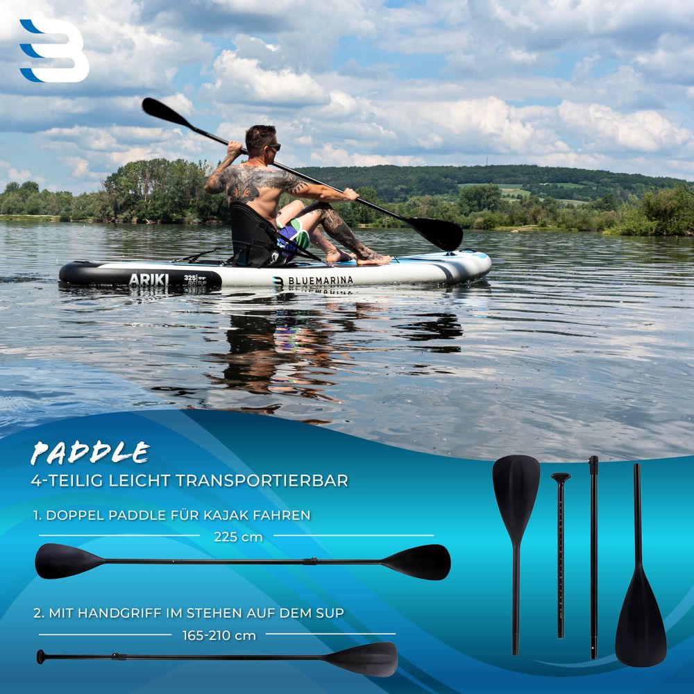 Kajakksete til Bluemarina stand up paddle, inkludert padleåre