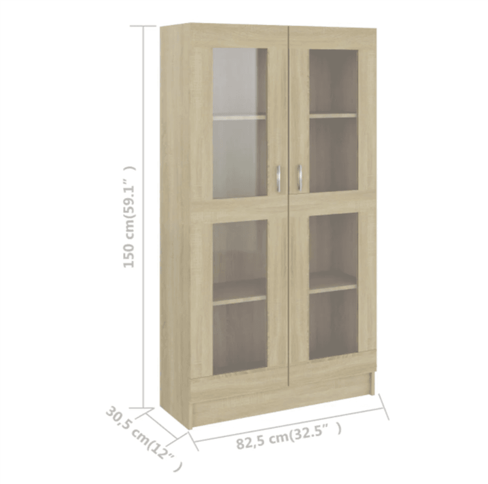 Vitrineskap 82,5x30,5x150 cm - sonoma eik