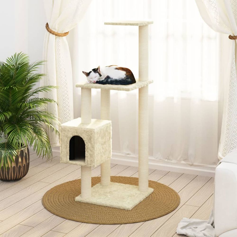 Kloretre med klorestolper i sisal 104 cm - kremhvit