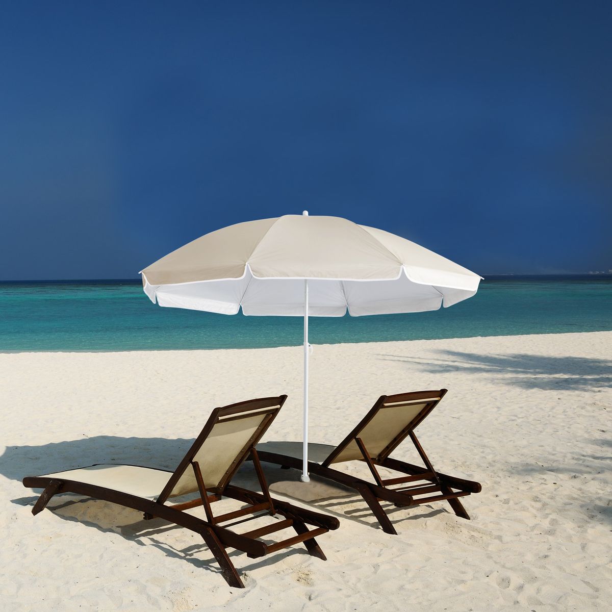 Strandparasoll KYPROS 180cm med vippefunksjon - beige