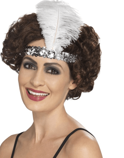 Hovedbilde Flapper hodebånd bånd med fjær - sølv