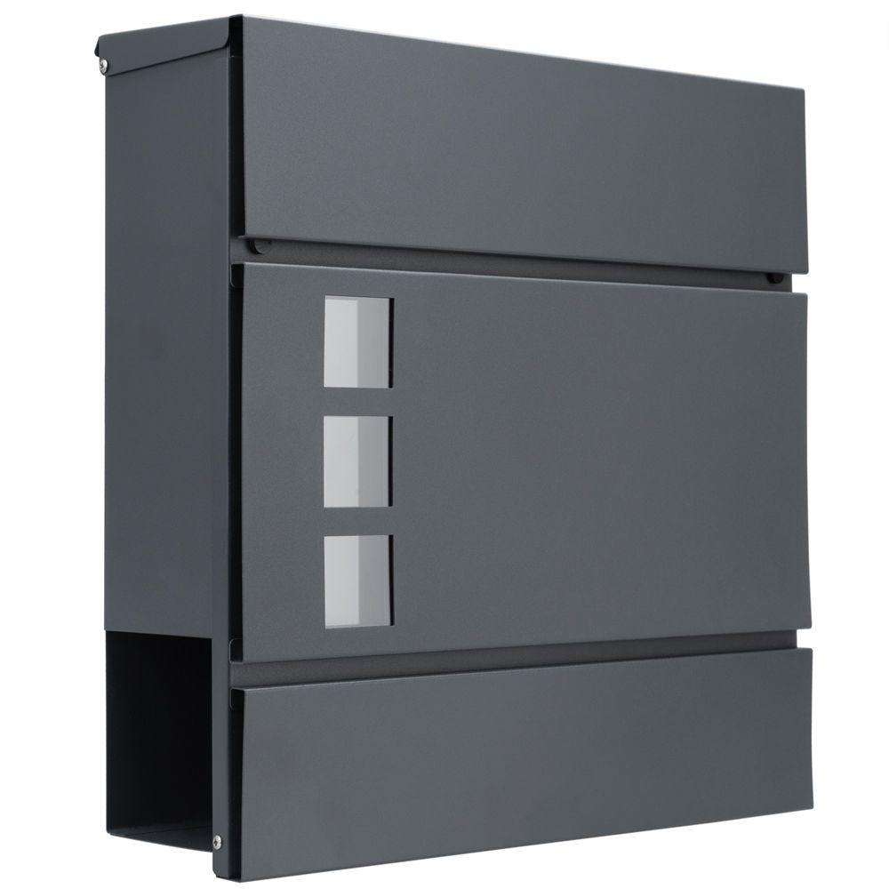 Postkasse med lås - 37x36x11 cm - antrasitt