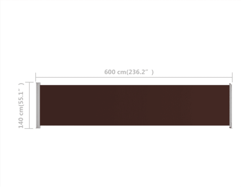 Uttrekkbar sidemarkise 140x600 cm - brun