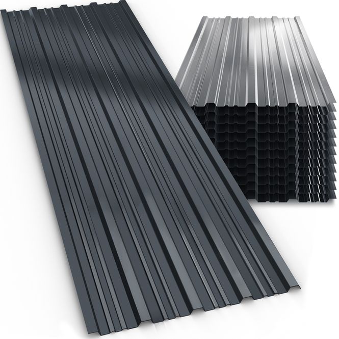 Hovedbilde Trapesformet metallplatesett 12 stk antrasitt -129x46cm