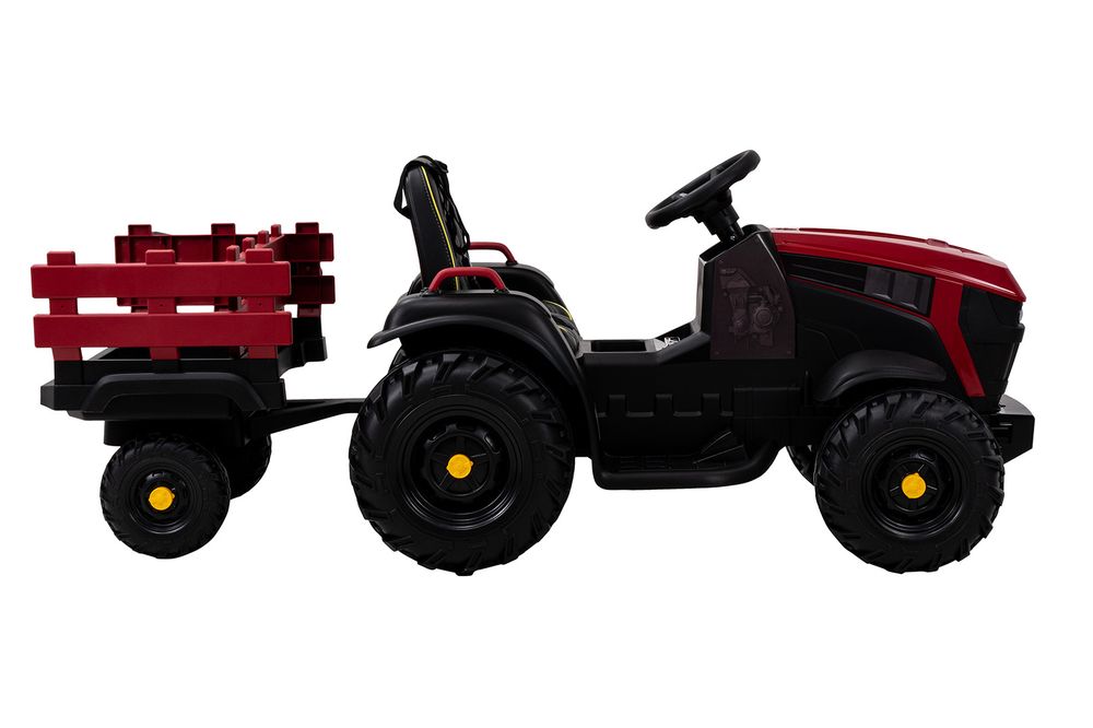 Elektrisk traktor til barn med tilhenger - Rød
