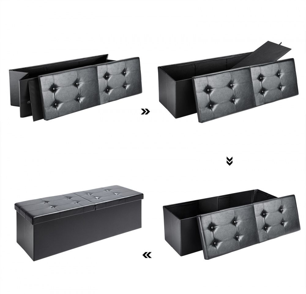 Sammenleggbar oppbevaring med lokk sort - 80x40x40 cm
