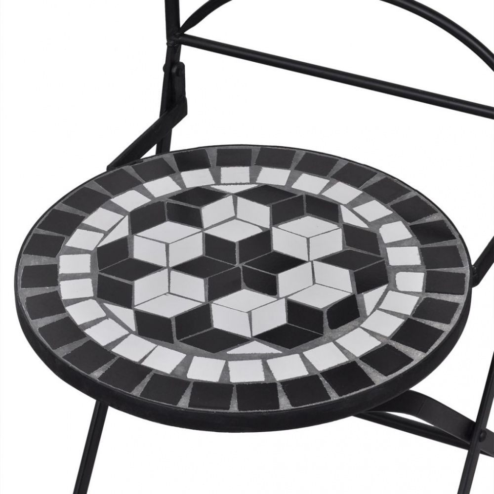 Bistrobord 60 cm mosaikk med 2 stoler sort/hvit