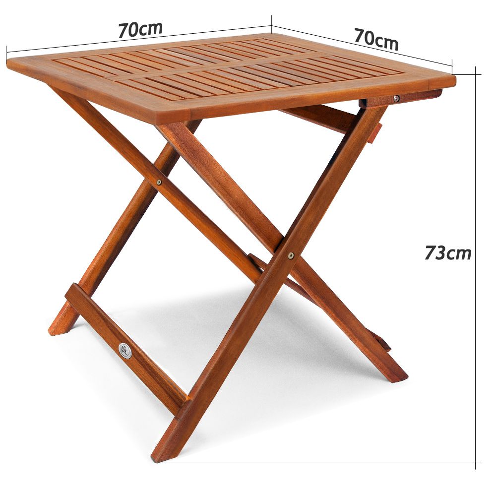 Sidebord akasietre 70x70x73cm - sammenleggbart