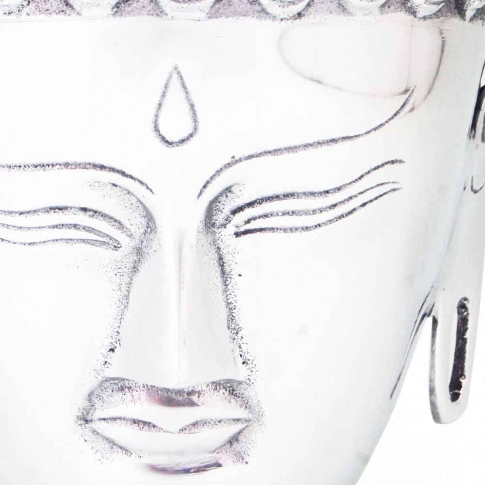 Buddha hodedekorasjon - aluminum sølv