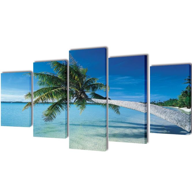 Hovedbilde Kanvas bilder 200 x 100 cm - sandstrand med palmetre