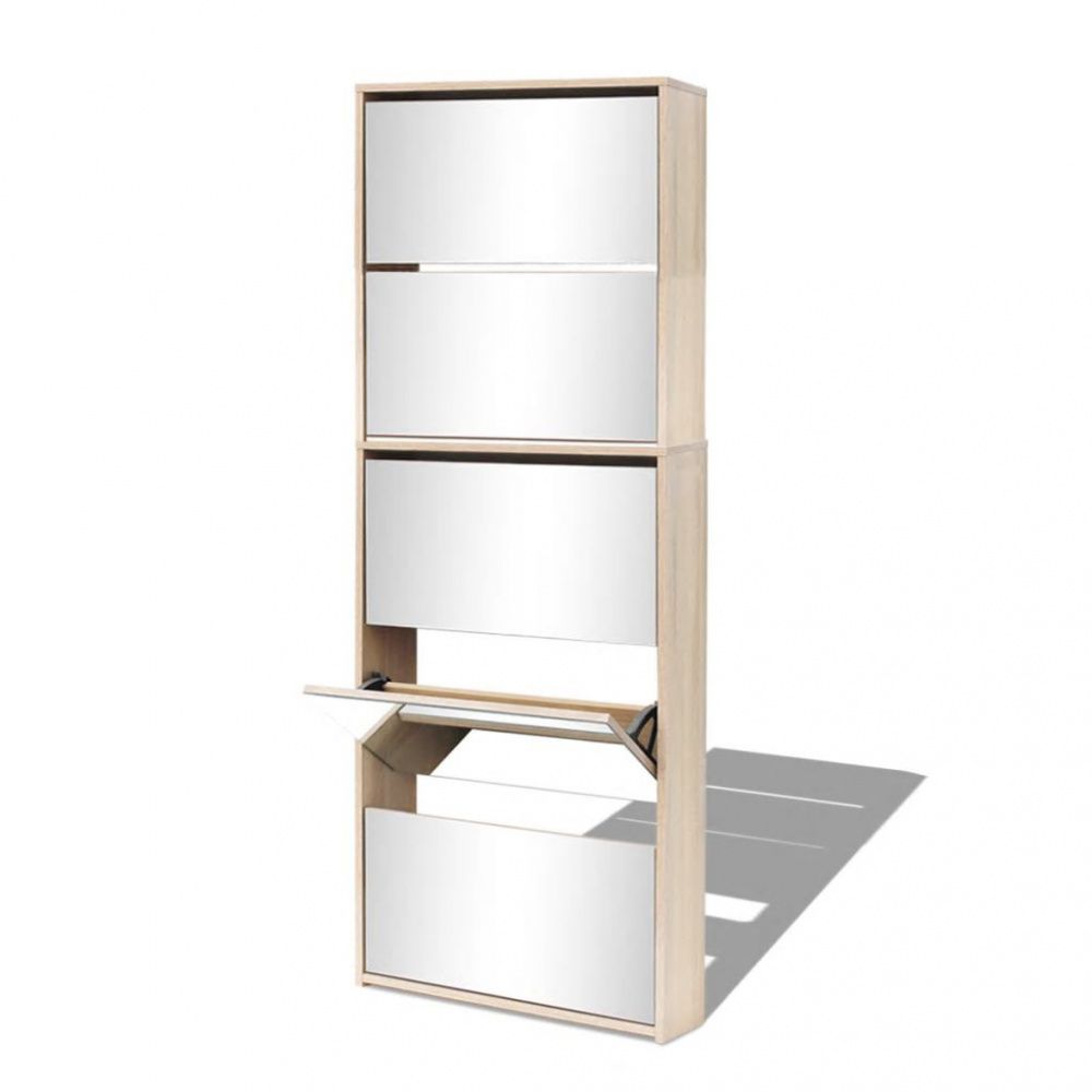 Skoskap 5 hyller speil eik 63x17x169,5 cm