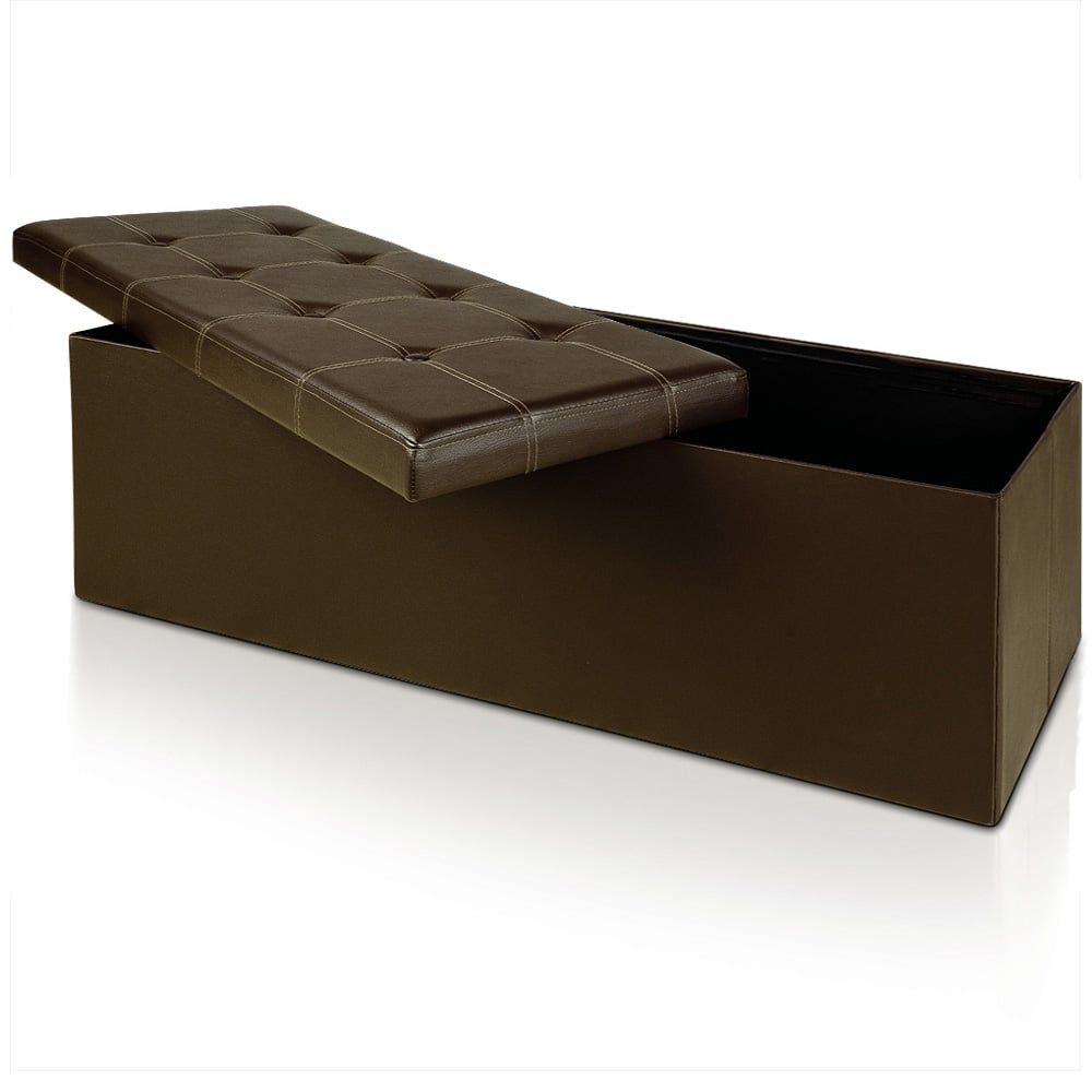 Benk med oppbevaring 115 cm - brun