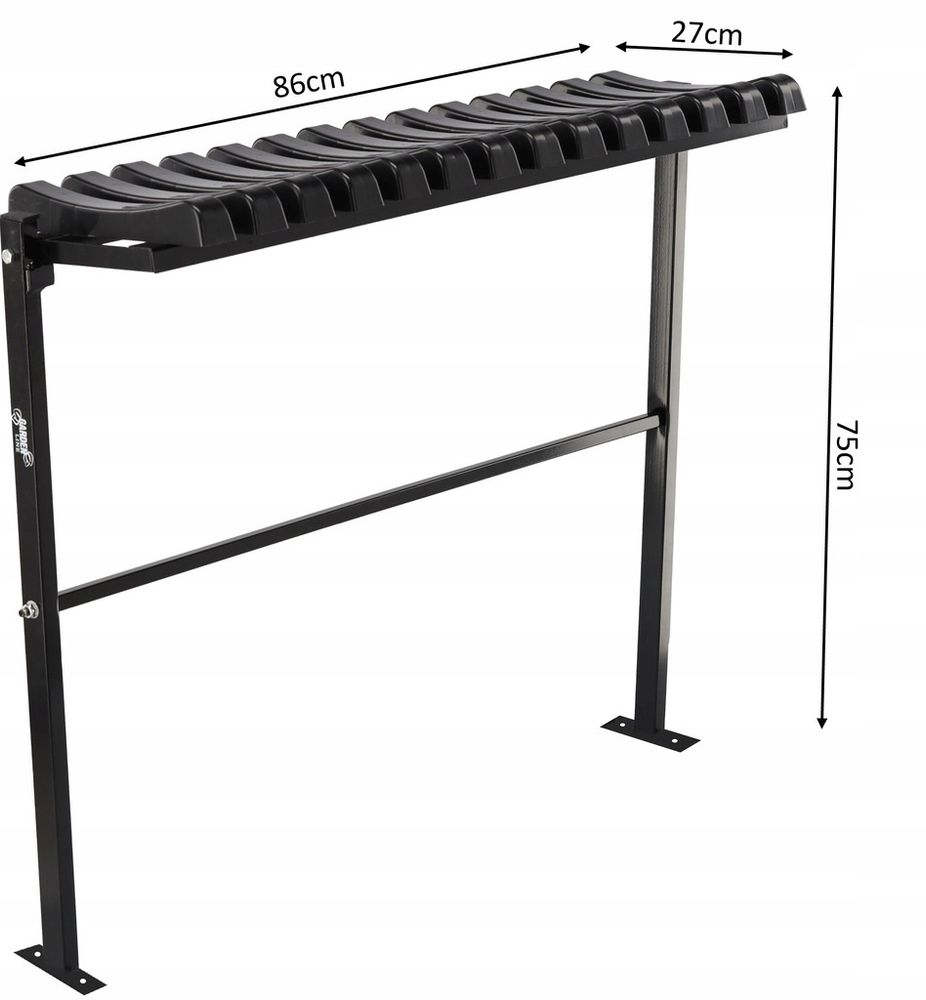 Sammenleggbar sittebenk i sort stål - 86 cm