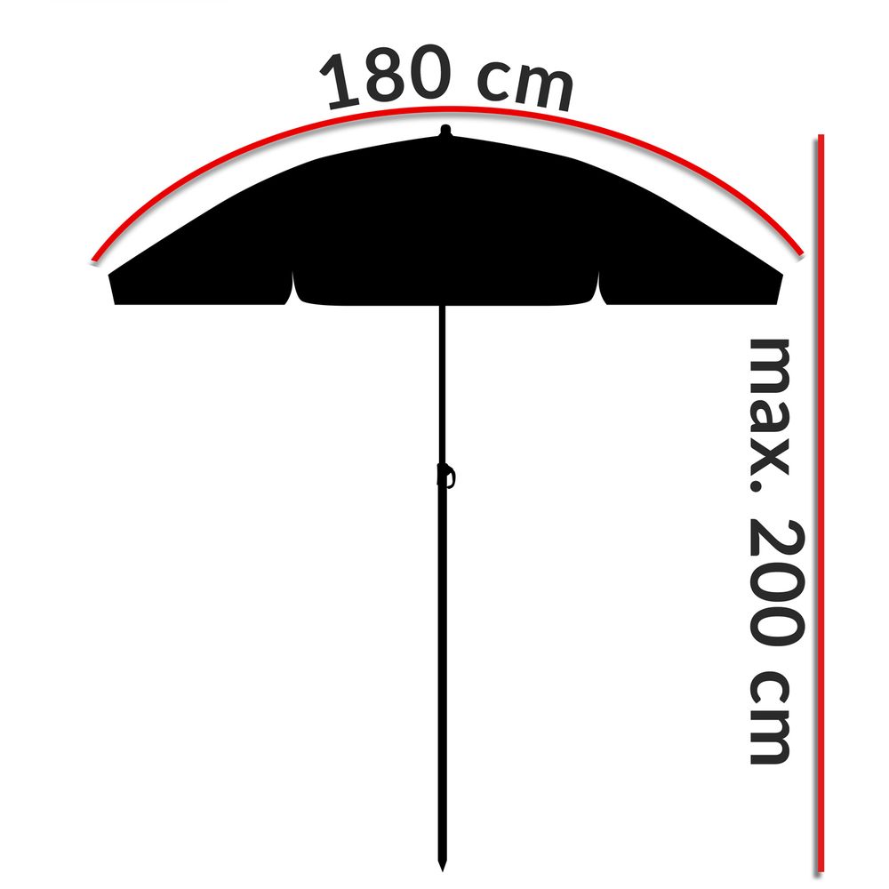Strandparasoll KYPROS 180cm med vippefunksjon - farger