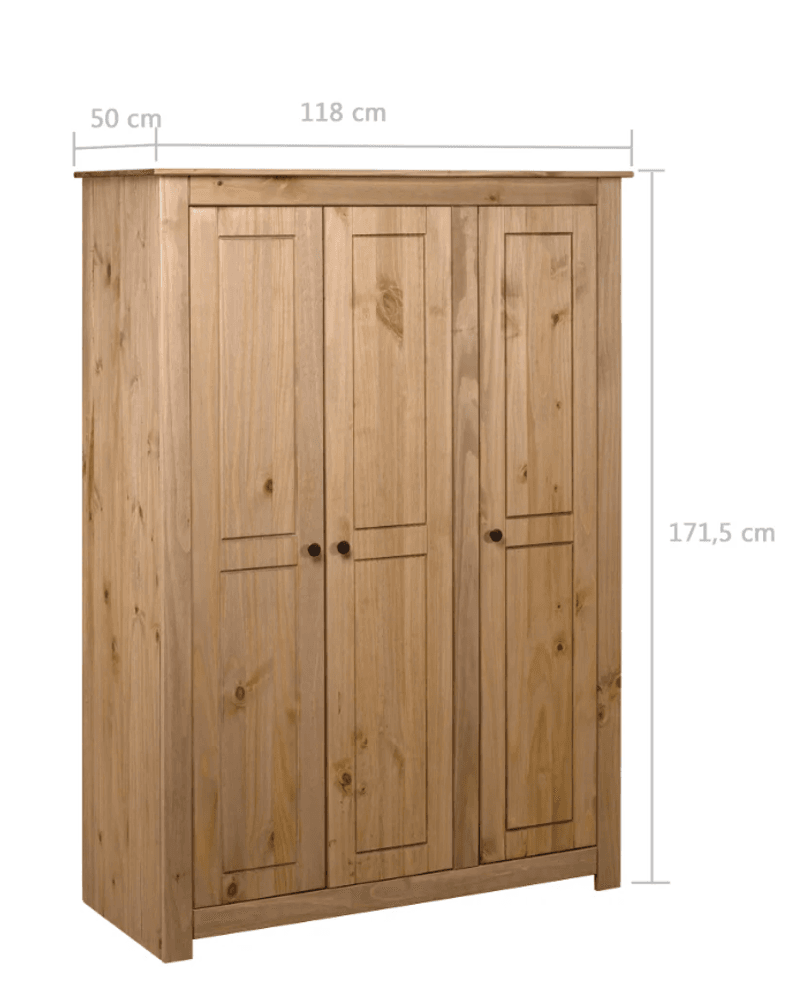 Garderobeskap 3 dører 118x50x171,5 cm furu Panama Range