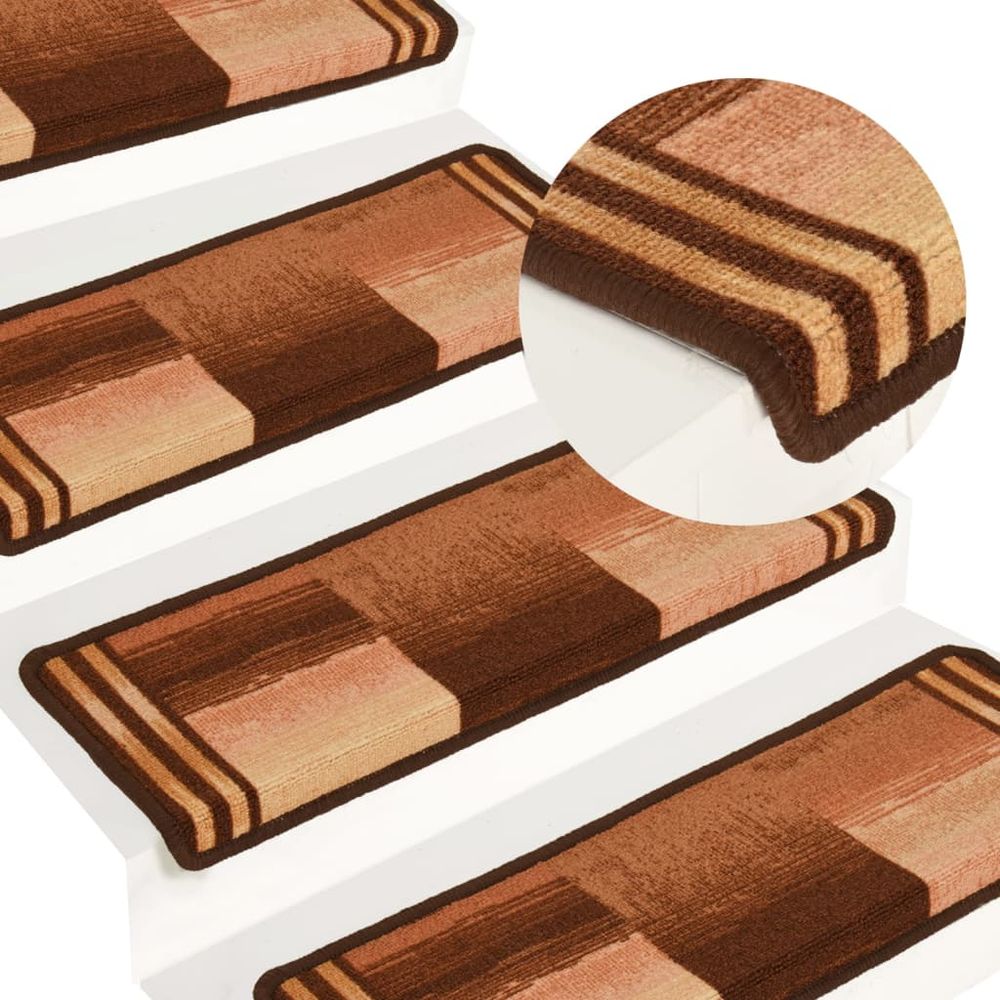Selvklebende trappematter 15 stk 65x25 cm brun