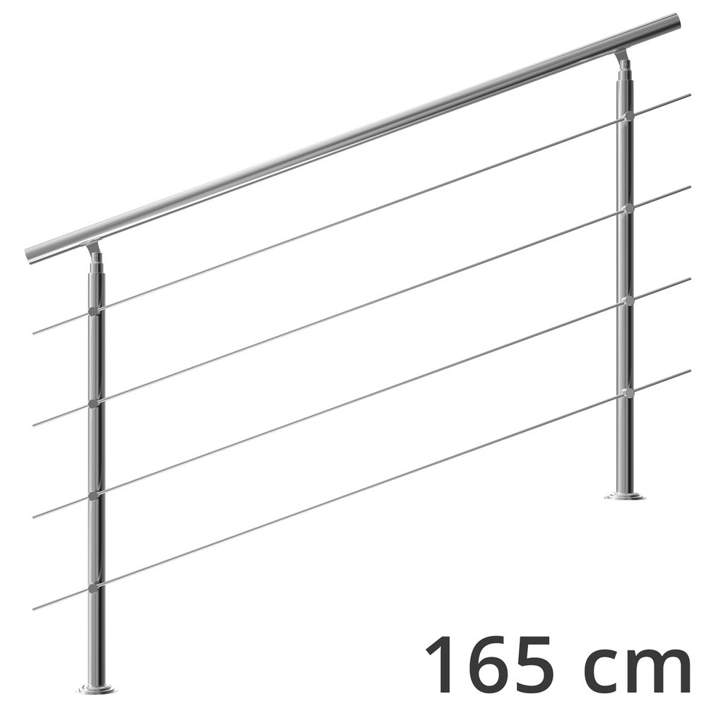 Trapperekkverk i edelstål 160cm 4 stag