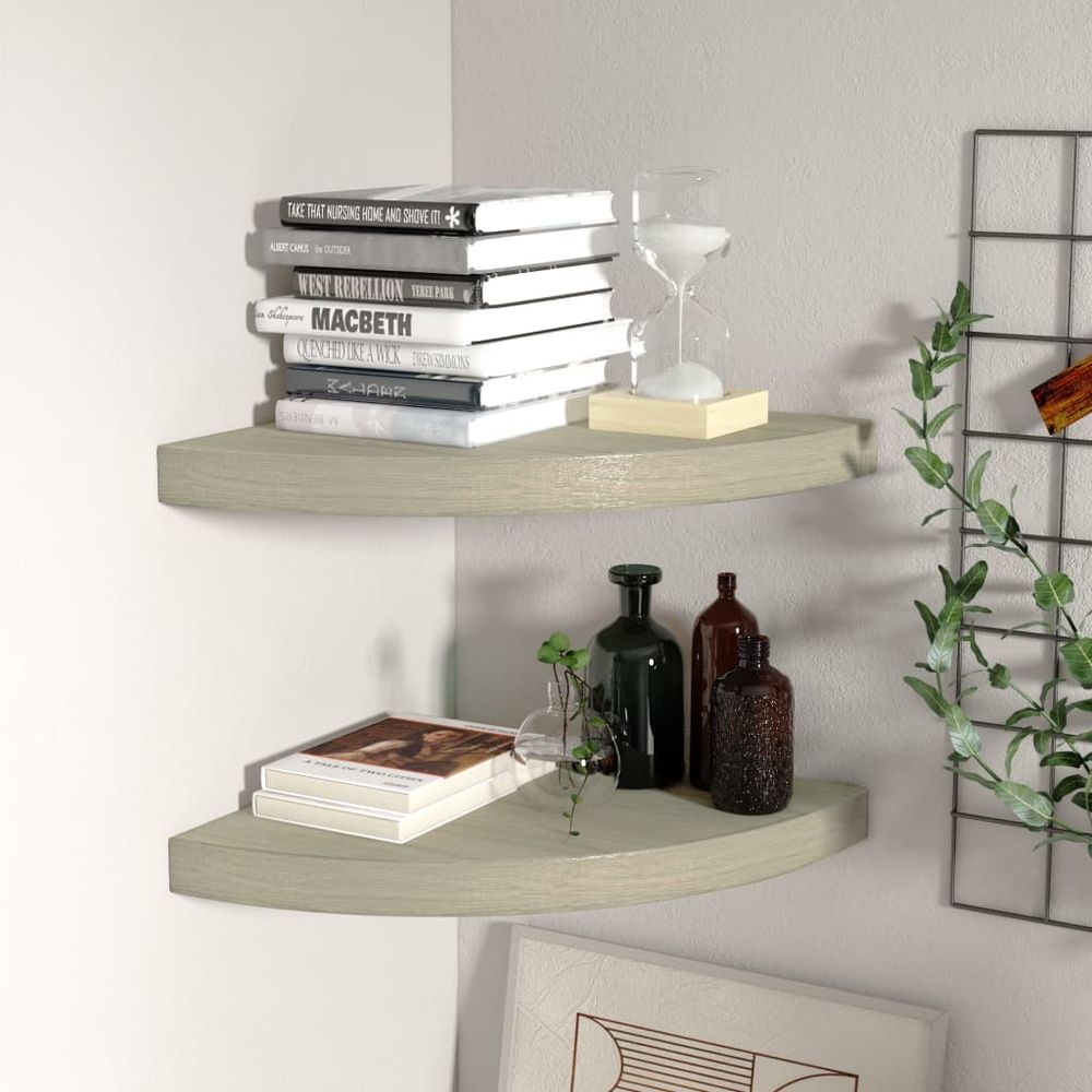 Flytende vegghyller 2 stk 35x35x3,8 cm - eik