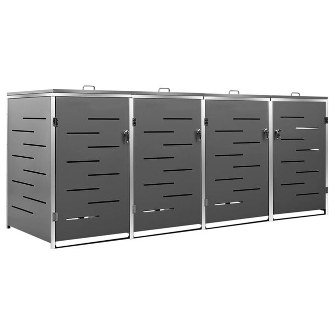 Hovedbilde Søppeldunkskur firedobbelt 276,5x77,5x112,5 cm rustfritt ...