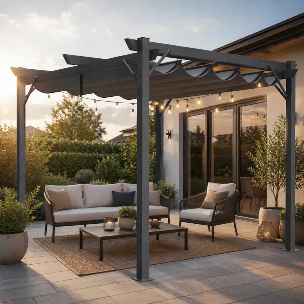 Pergola med vanntett takduk - 3x4 m
