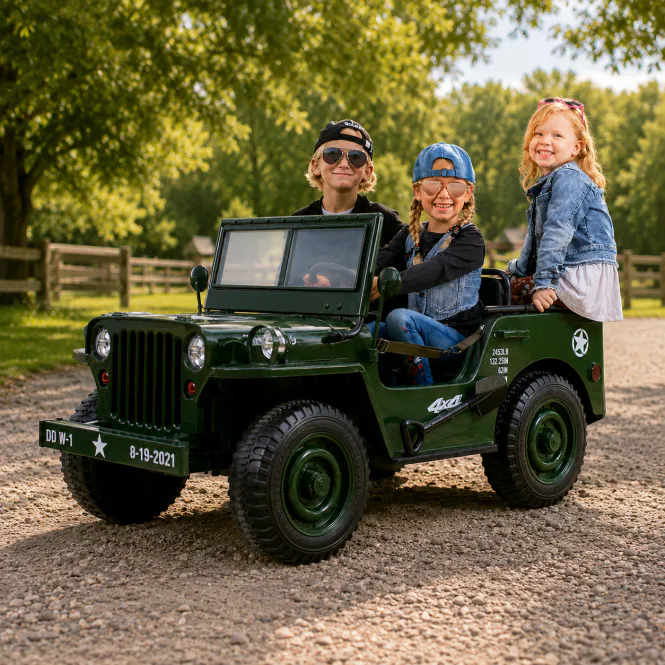 Hovedbilde Willys jeep - Elektrisk barnebil - 3 seter -180 watt