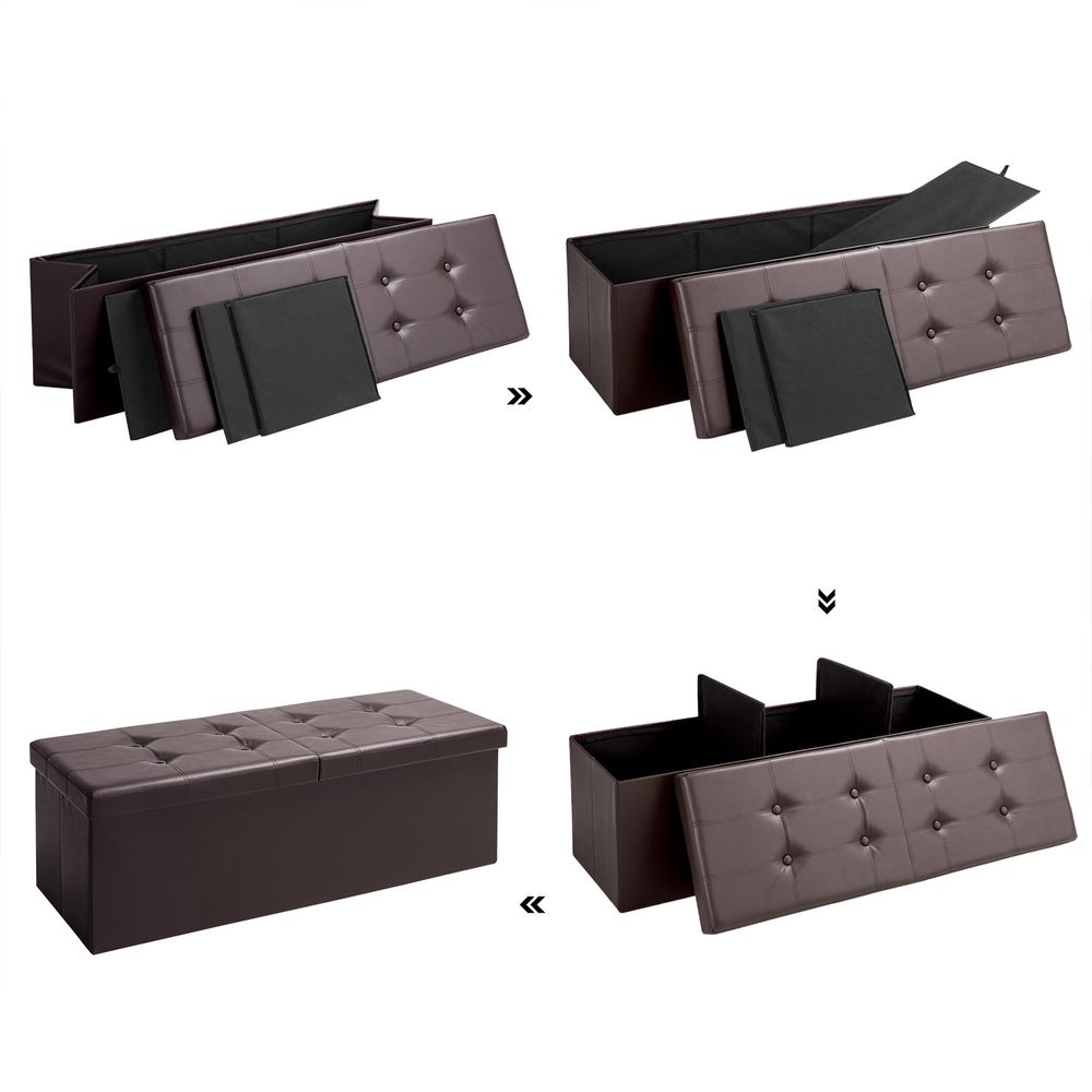 Entrebenk 115x38x38cm med hengslet lokk - brun