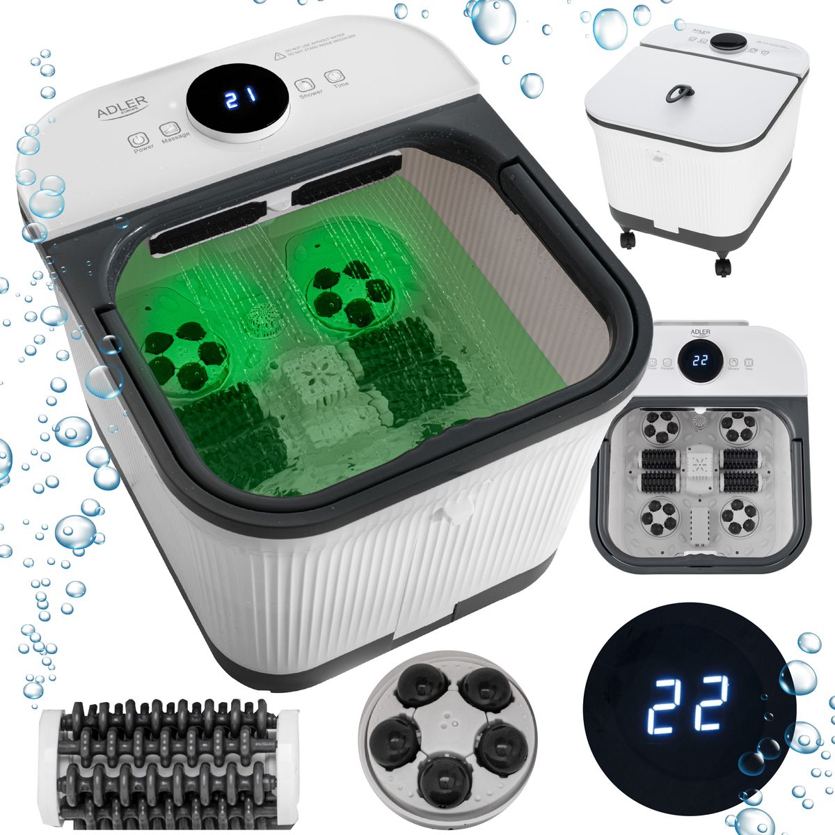 Adler deluxe fotspa med varme og massasje