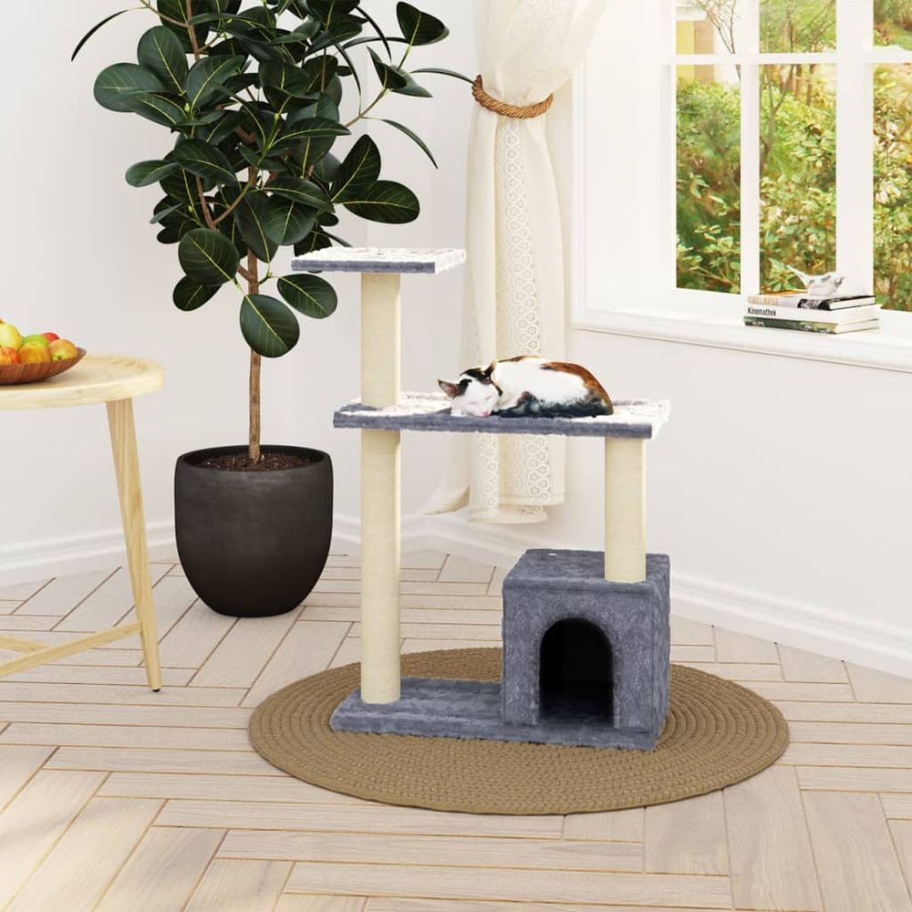 Kattetre med klorestolper i sisal 70 cm - lysegrå