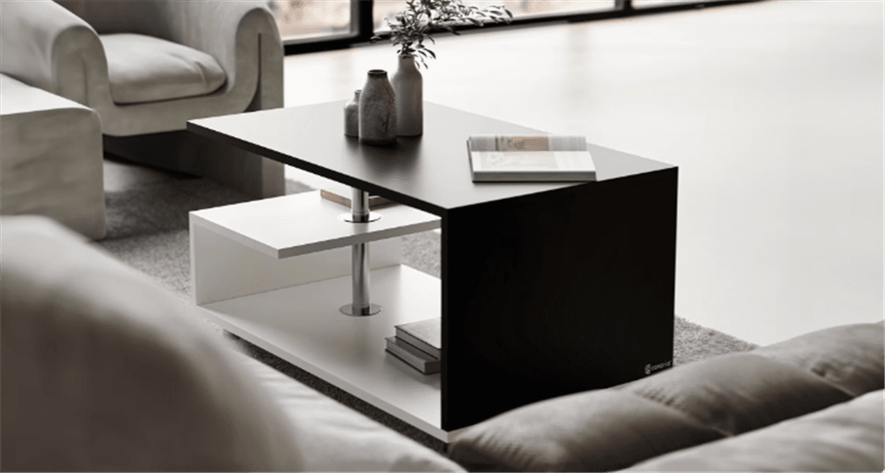 Salongbord Orlando 95x55x50cm - hvit/sort