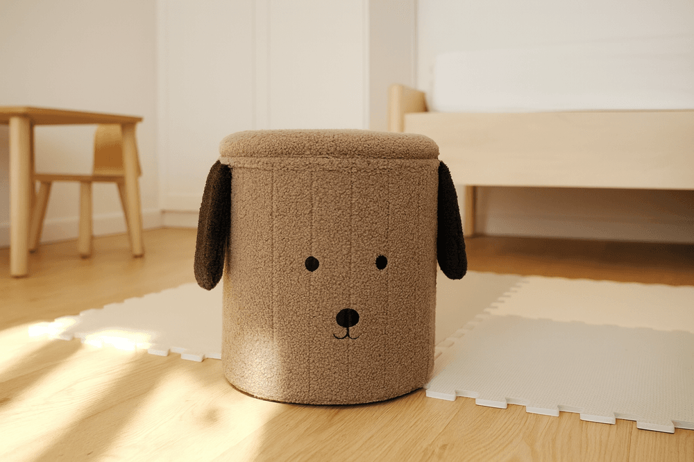 Barnepuff med oppbevaring «Hund» - 28x28x34 cm
