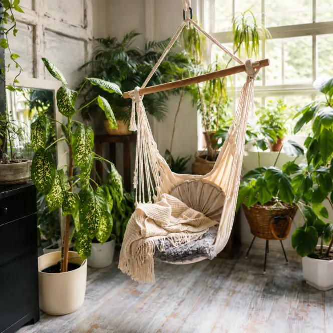 Hovedbilde Hengestol Boho macramé - krem