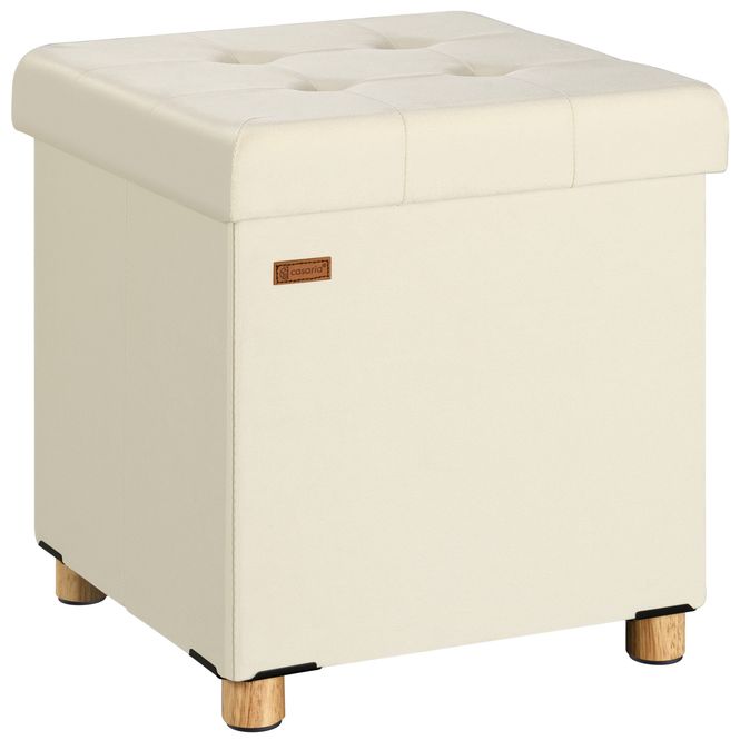 Hovedbilde Sittepuff i beige fløyel – 42 x 38 x 38 cm
