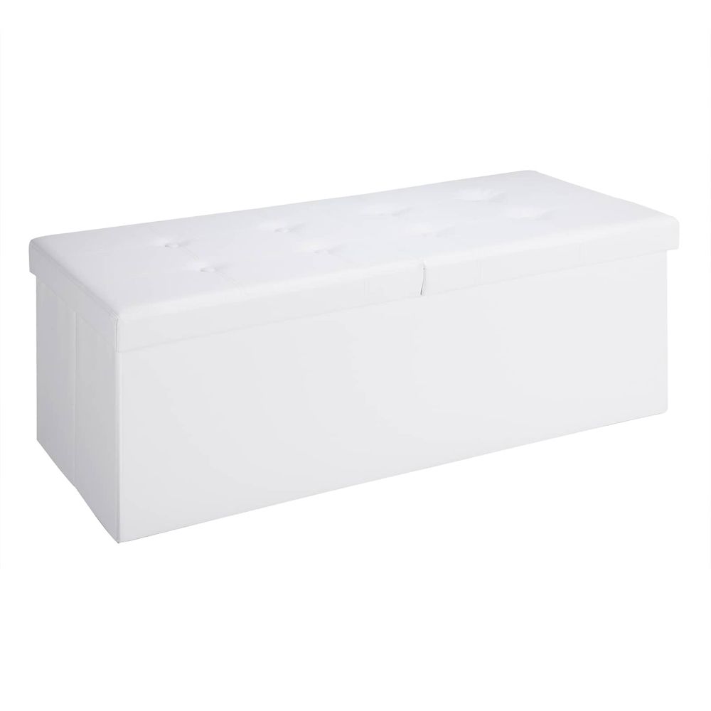 Benk 115x38x38cm med hengslet lokk - hvit