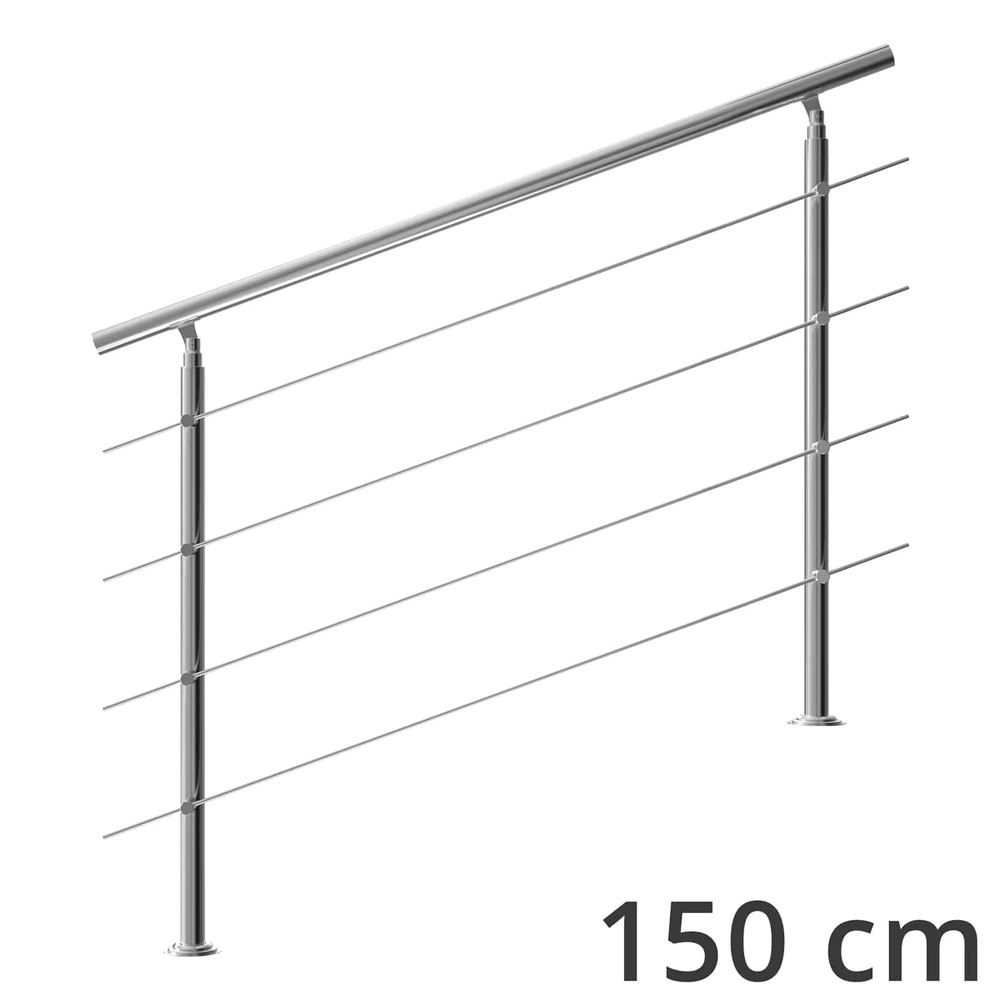 Trapperekkverk i edelstål 150cm 4 stag