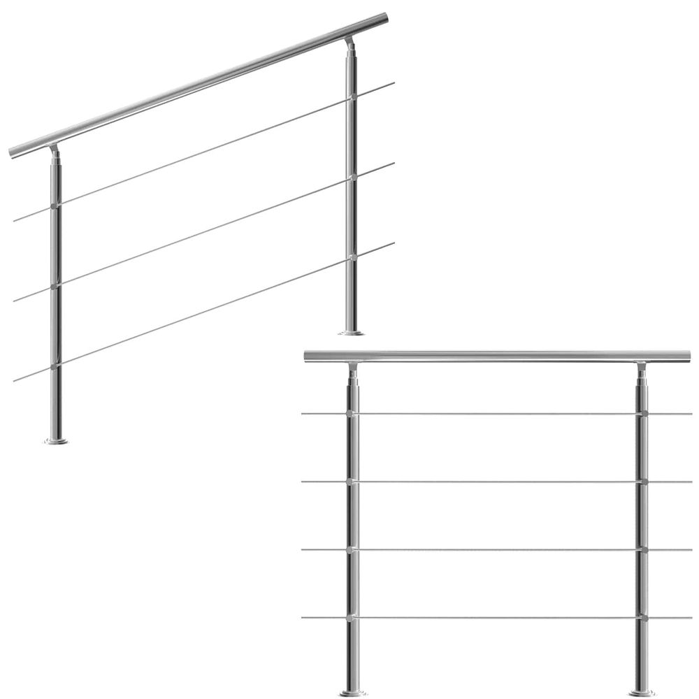 Trapperekkverk i edelstål 150cm 4 stag