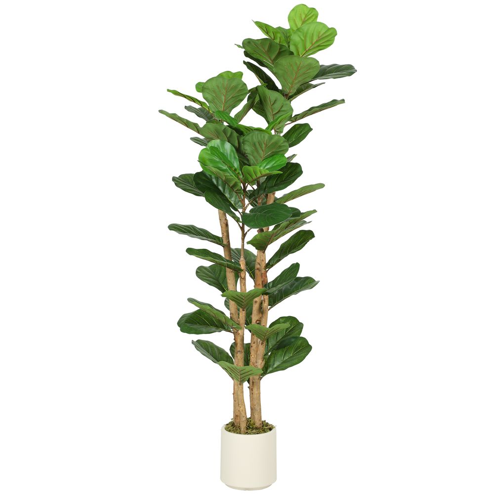 Kunstig fiolinfiken i hvit potte - 150 cm