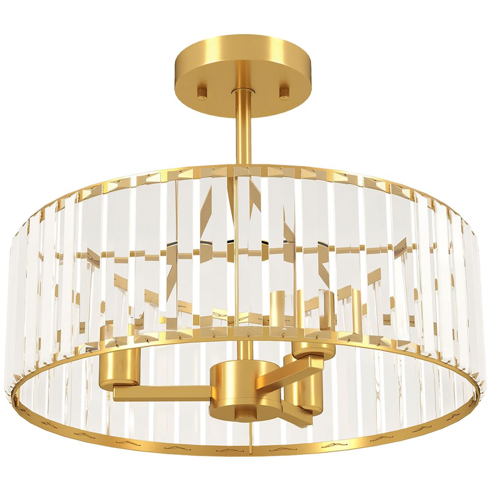 Taklampe med krystall i gulltone - Ø39 cm