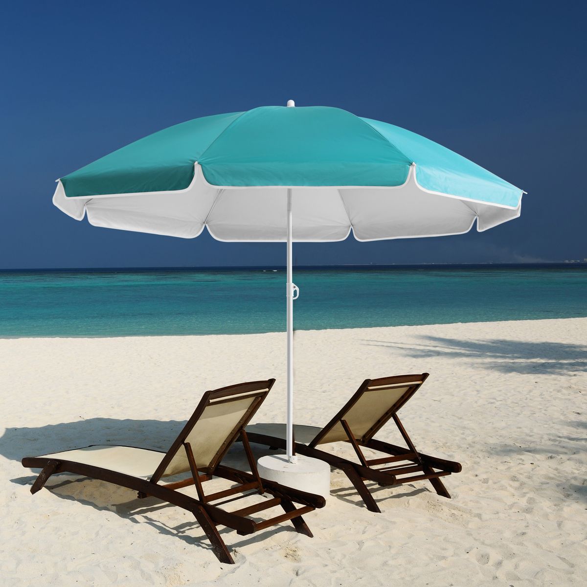 Strandparasoll KYPROS 180cm med vippefunksjon - turkis