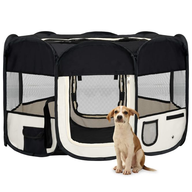 Hovedbilde Sammenleggbar lekegrind hunder 125x125x61 cm - sort