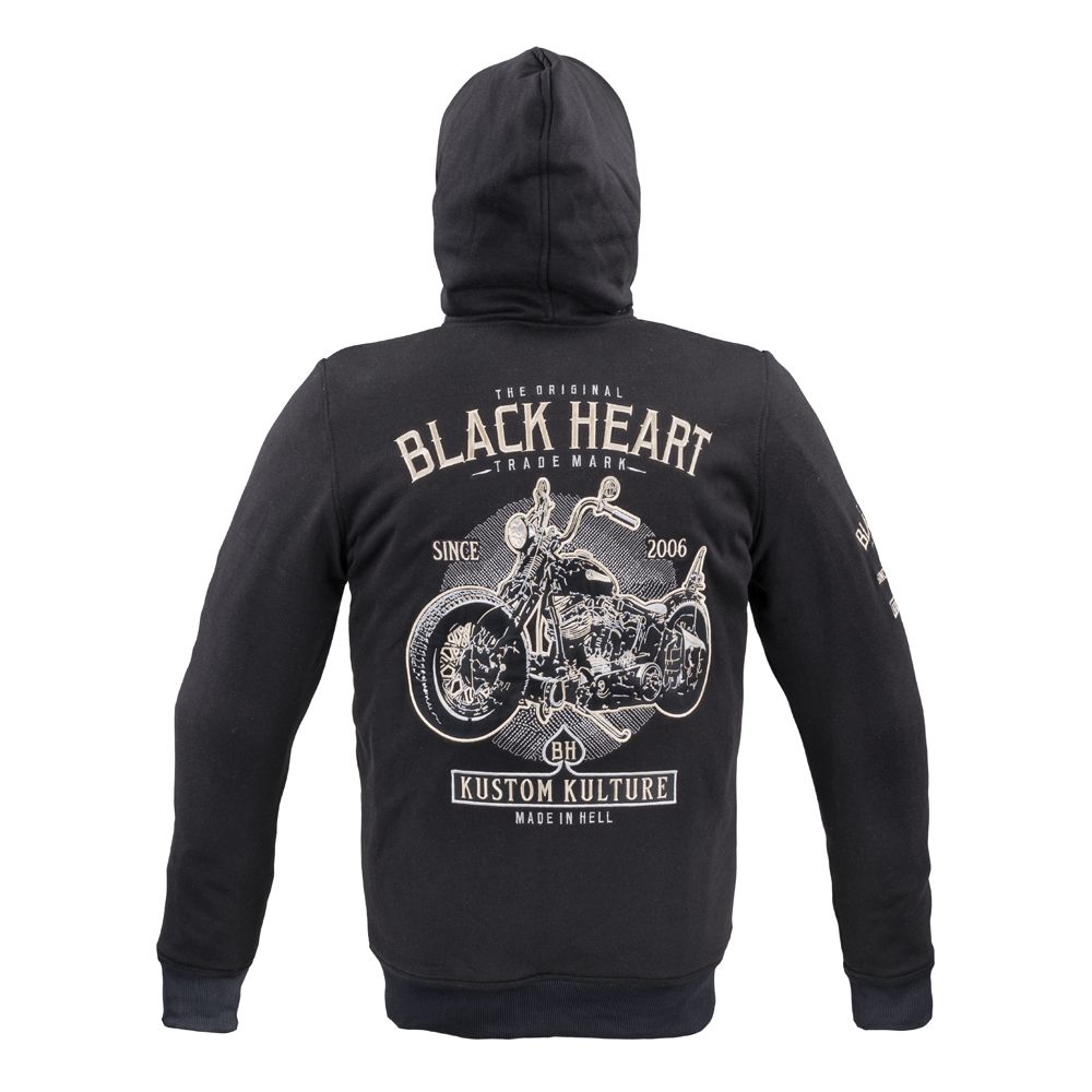 MC-hoodie Herre W-TEC Black Heart Kustom Kulture med Aramidforsterkning