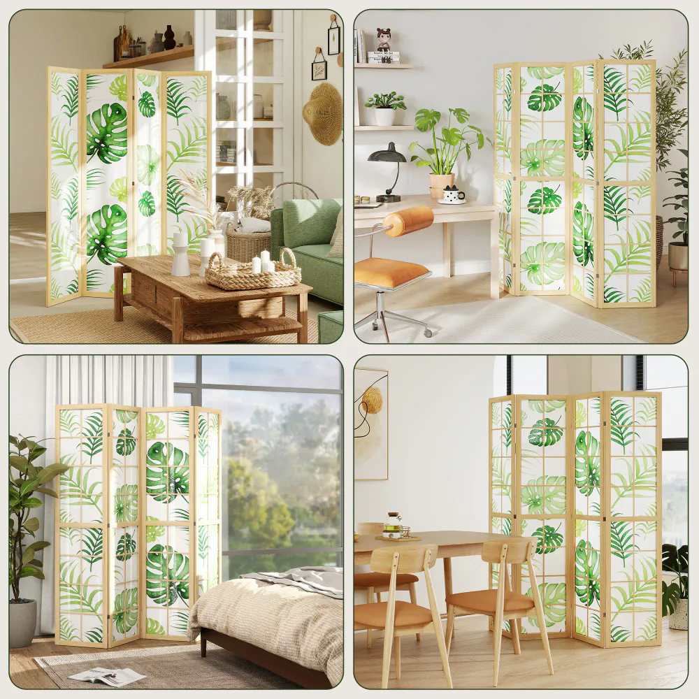 Romdeler med palmemotiv – 4 paneler - 170 cm høy