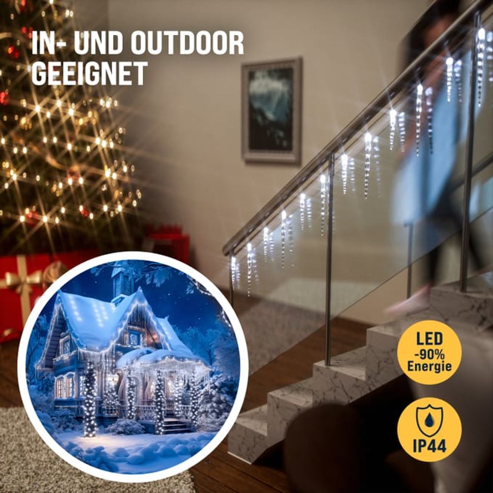 LED Julelyslenke med 40 istapper
