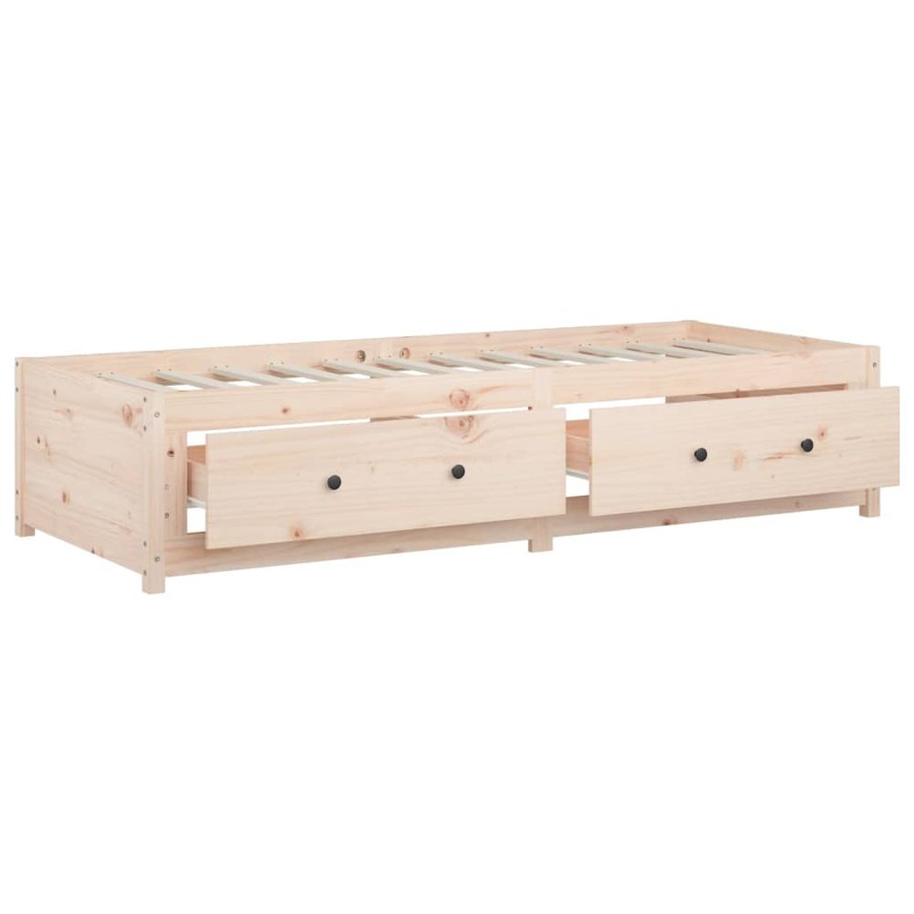 Seng med skuffer heltre furu 75x190 cm - natur