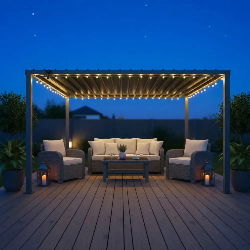 Solid pergola med galvanisert ståltak - 3x3x2,2 m
