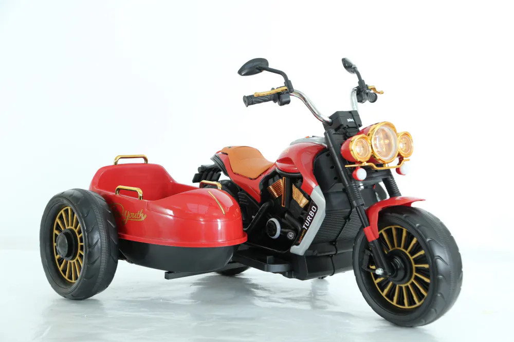 BJDL1588 Elektrisk motorsykkel med sidevogn for barn – 12V, 55W