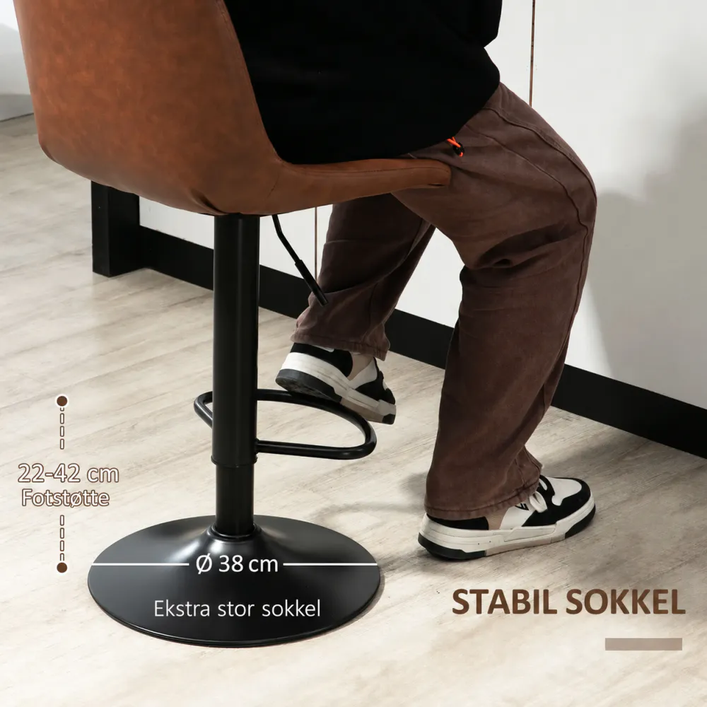 Barstoler i retrodesign – 2 stk., justerbar høyde