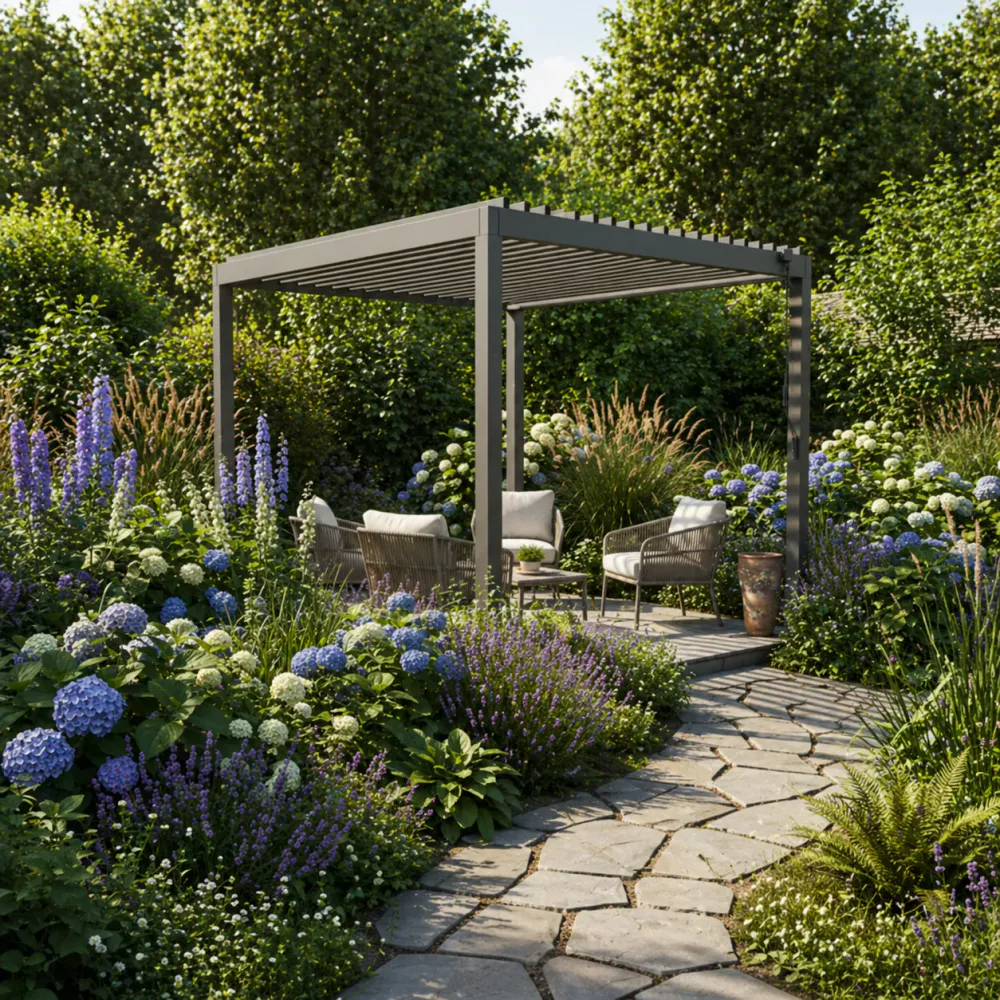 Helårs pergola i solid aluminium - 3x3x2,5 m