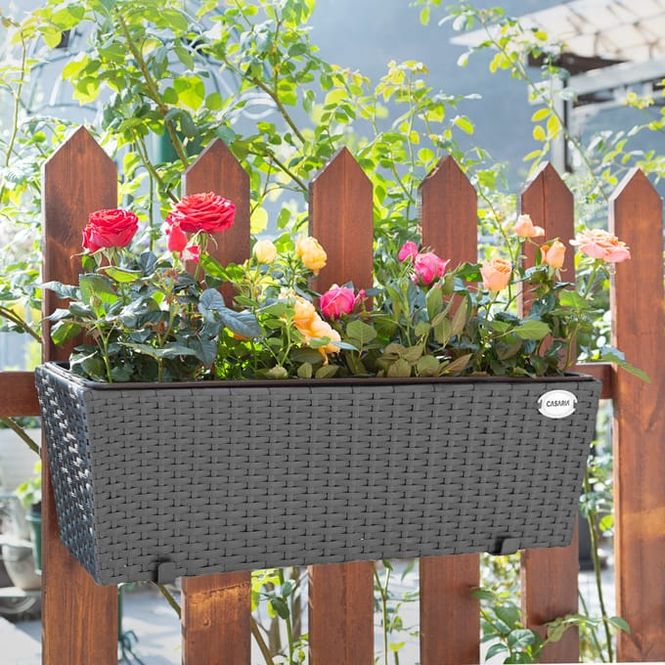 Hovedbilde Polyrotting blomsterkasse sett med 2 - sort