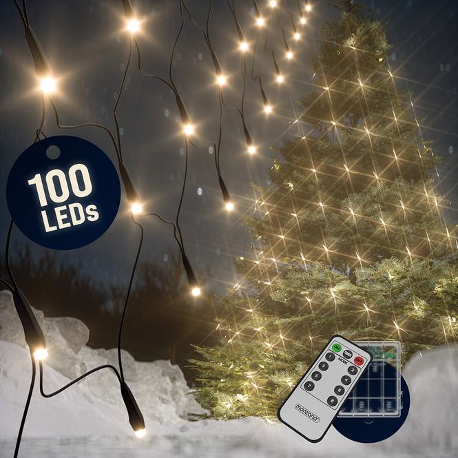 Hovedbilde Dekorativ nettinglyslenke med 100 LED-lys og timerfunksjon